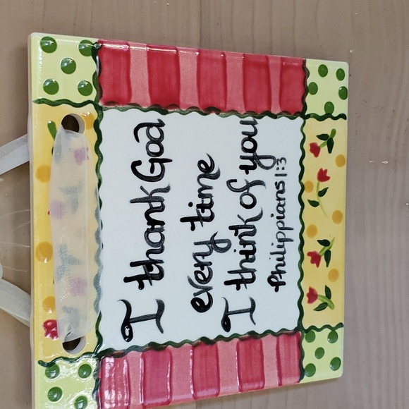 VINTAGE ART OF THE SPRIT SQUARE WALL PLAQUE CERAMIC BIBLE SCRIPTURE HAND PAINTED - Picture 4 of 16